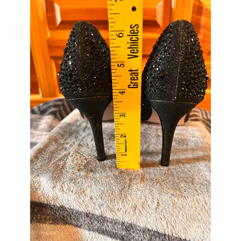 Women's Lauren Lorraine Embellished Peep Toe Heels Black Size 8 - Picture 8 of 11